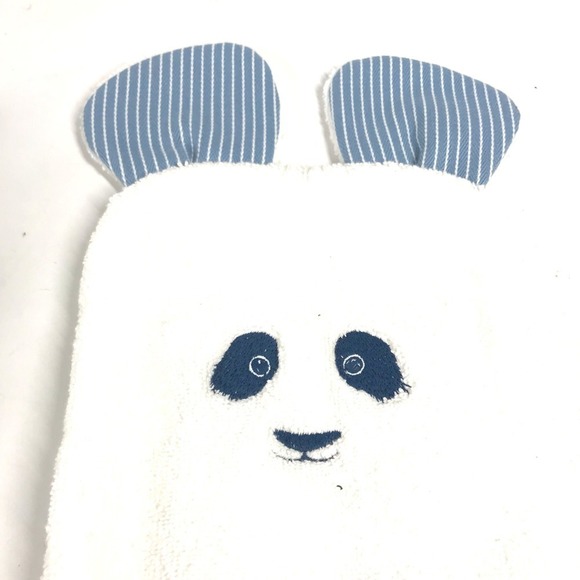 HERMES Baby Mitten Panda Washcloth Pass-Through Body Towel Cotton Kids Blue - Picture 7 of 11
